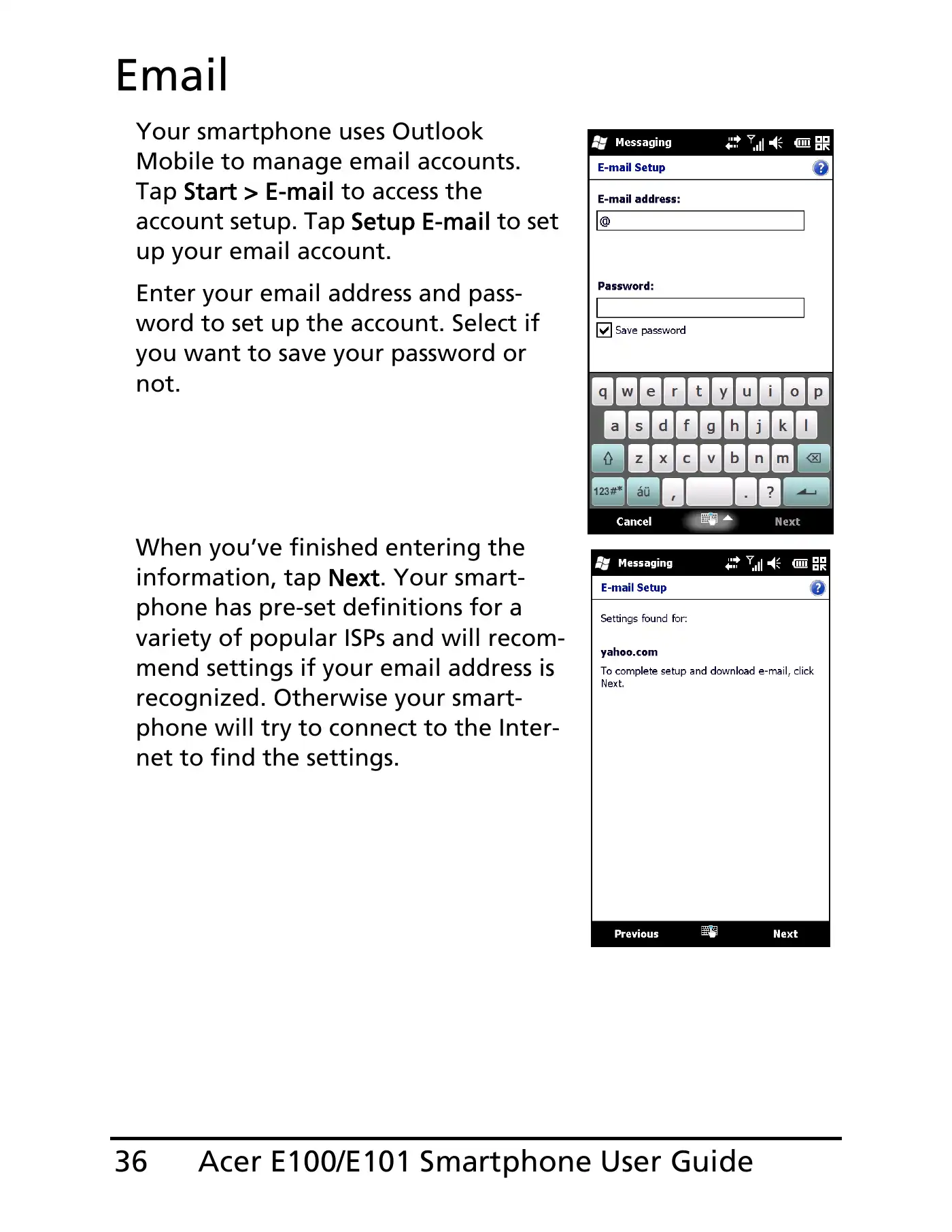Acer E100 User Manual Manual pdf 36 page image