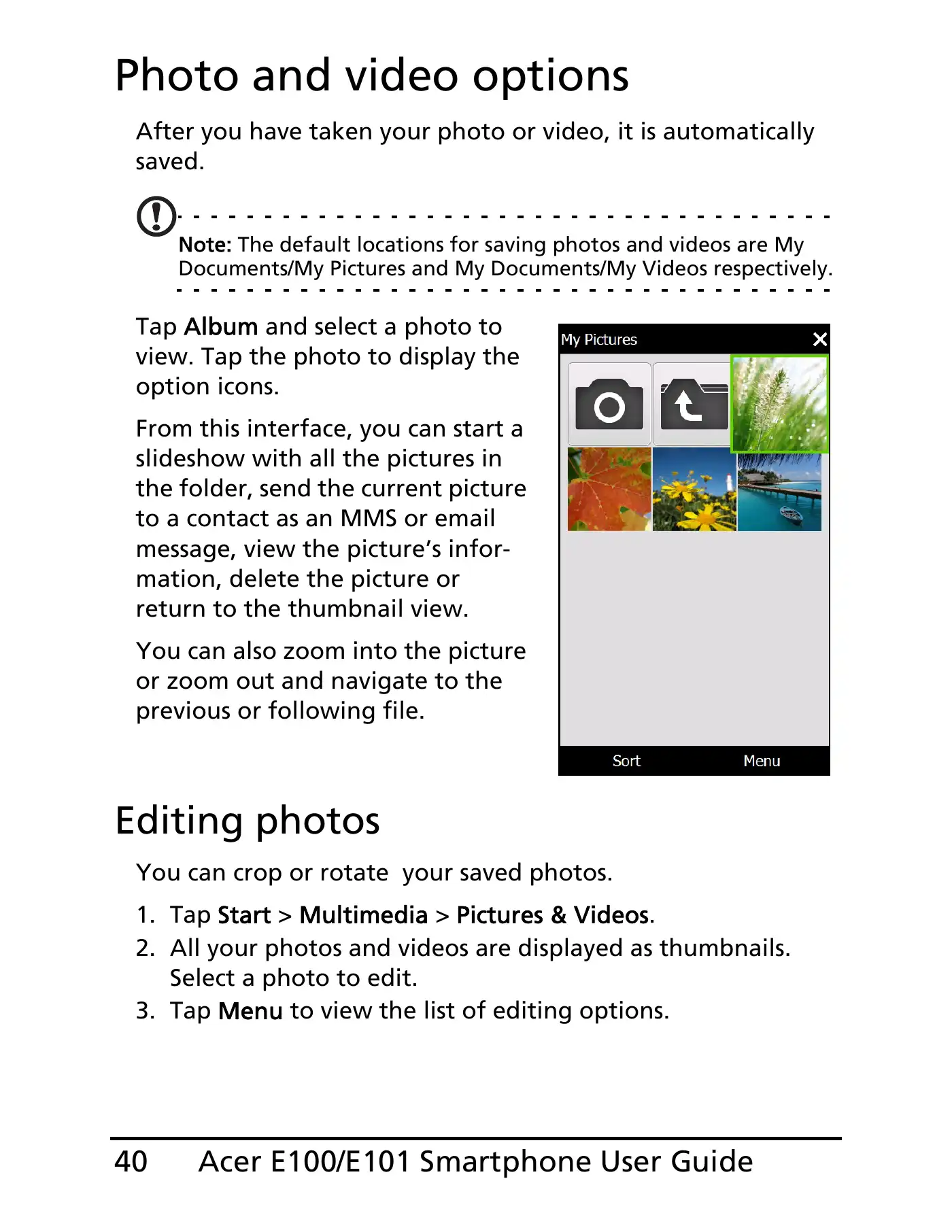 Acer E100 User Manual Manual pdf 40 page image