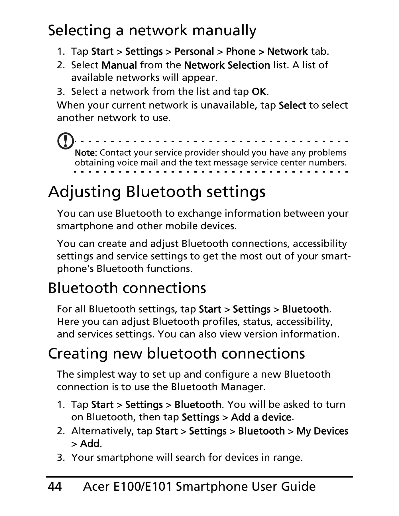 Acer E100 User Manual Manual pdf 44 page image