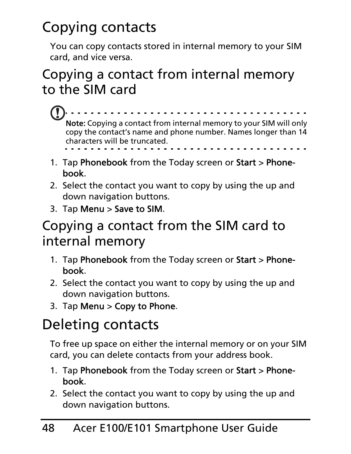 Acer E100 User Manual Manual pdf 48 page image