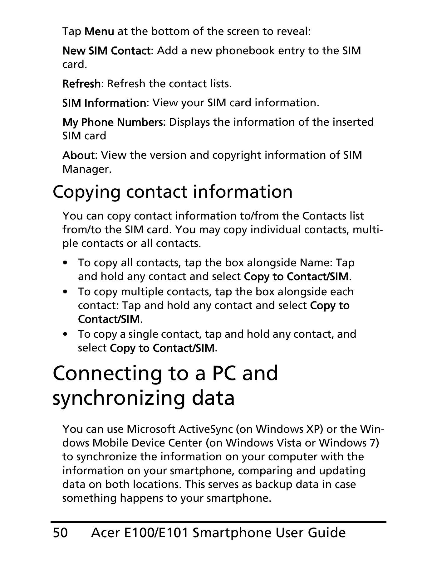 Acer E100 User Manual Manual pdf 50 page image
