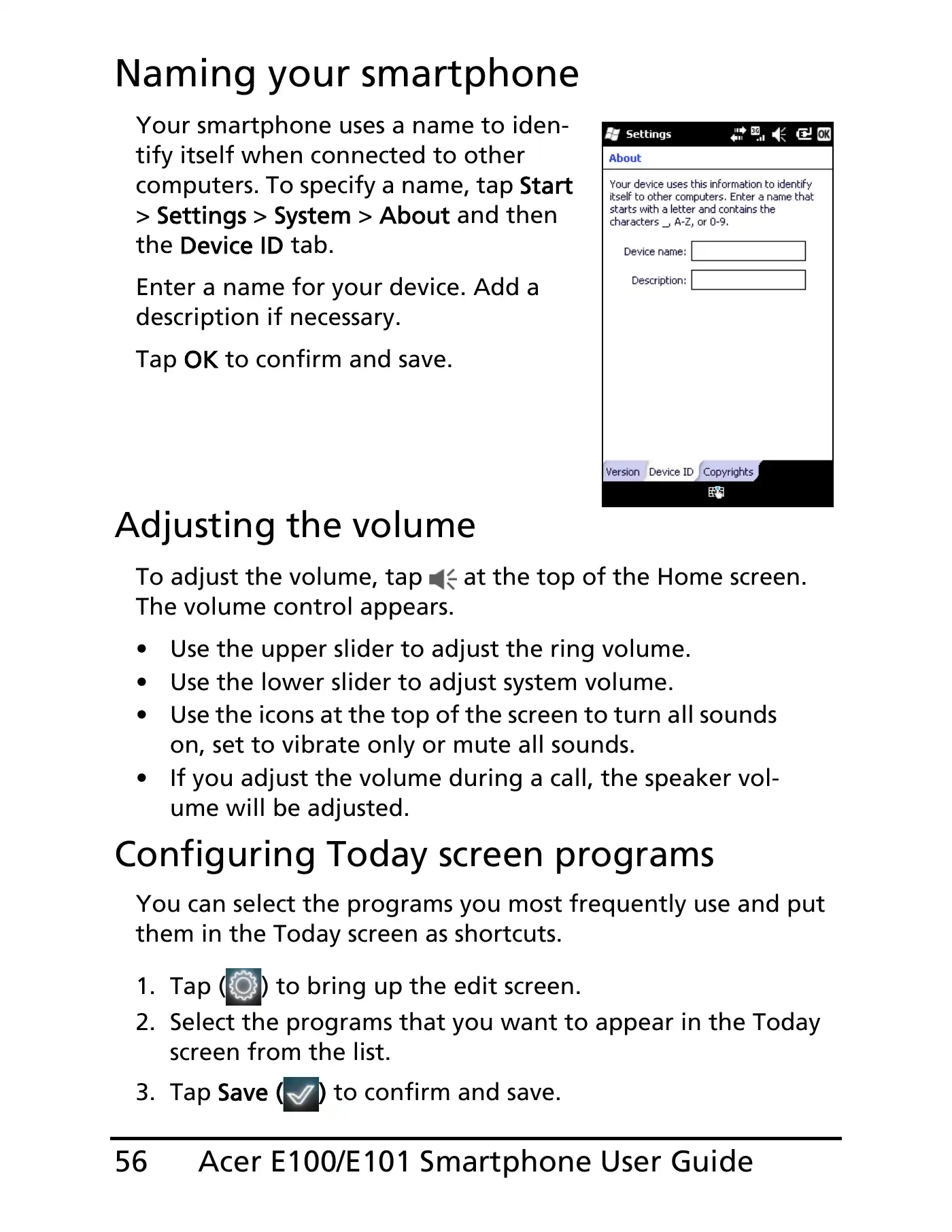Acer E100 User Manual Manual pdf 56 page image