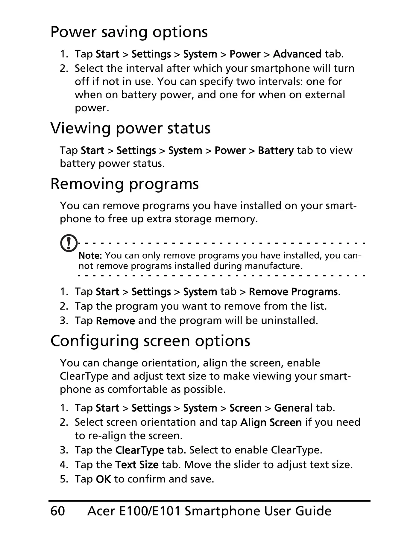 Acer E100 User Manual Manual pdf 60 page image