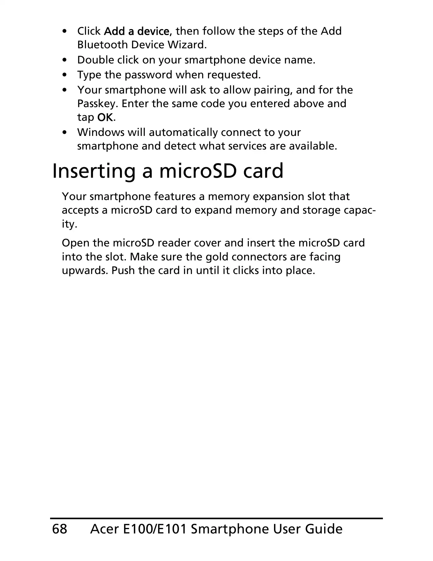 Acer E100 User Manual Manual pdf 68 page image