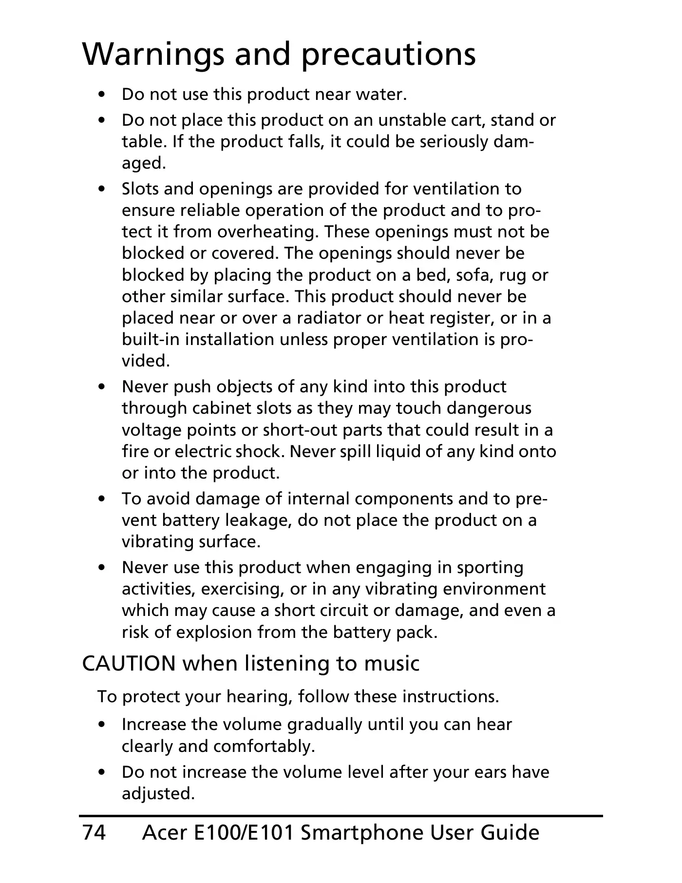 Acer E100 User Manual Manual pdf 74 page image