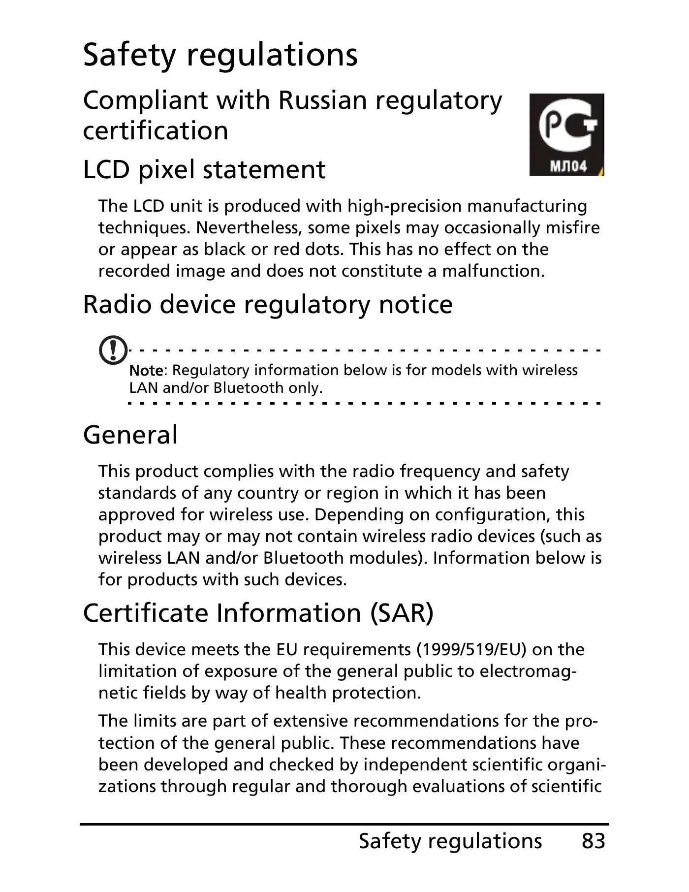 Acer E100 User Manual Manual pdf 83 page image