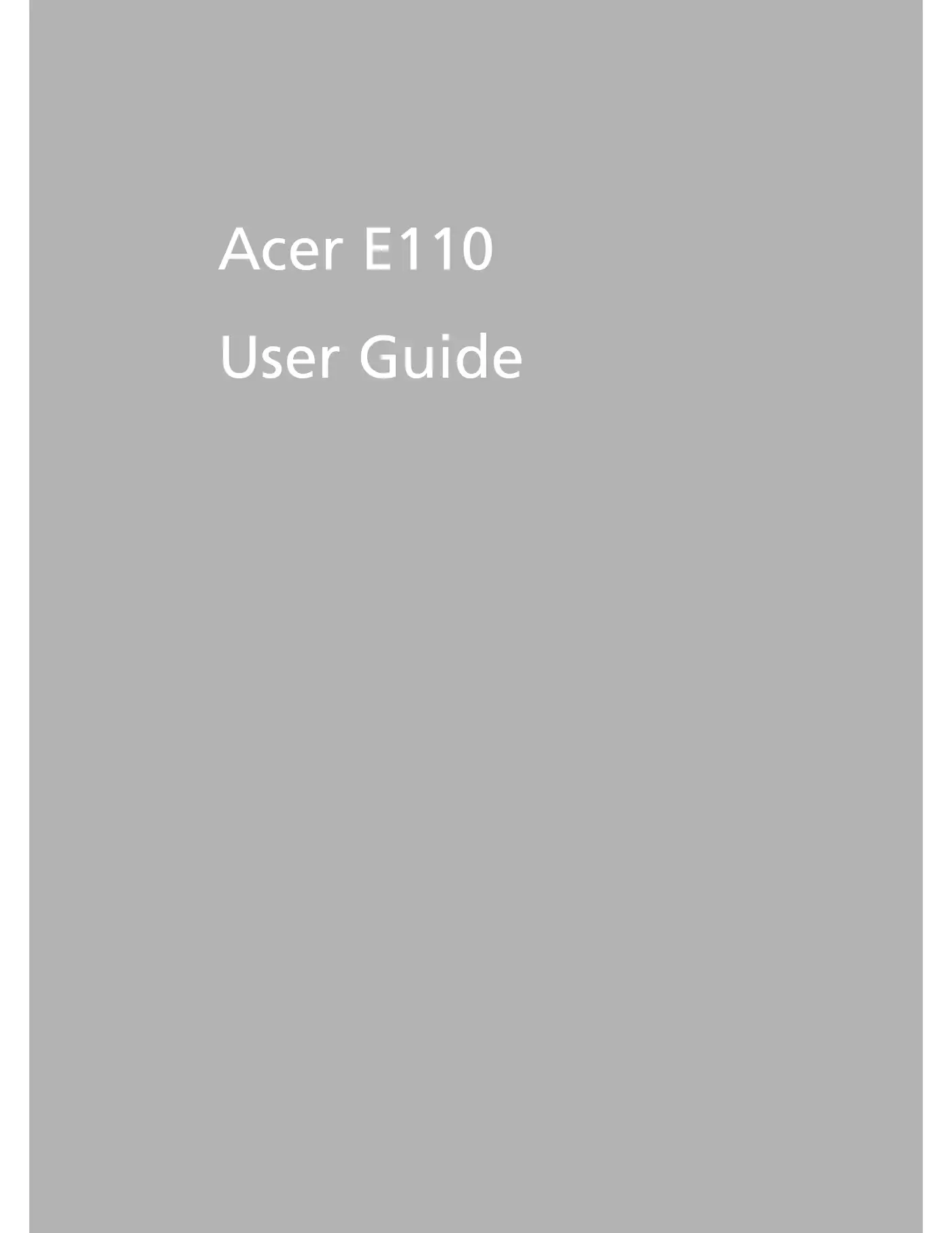 Acer E110 User Manual Manual pdf 1 page image