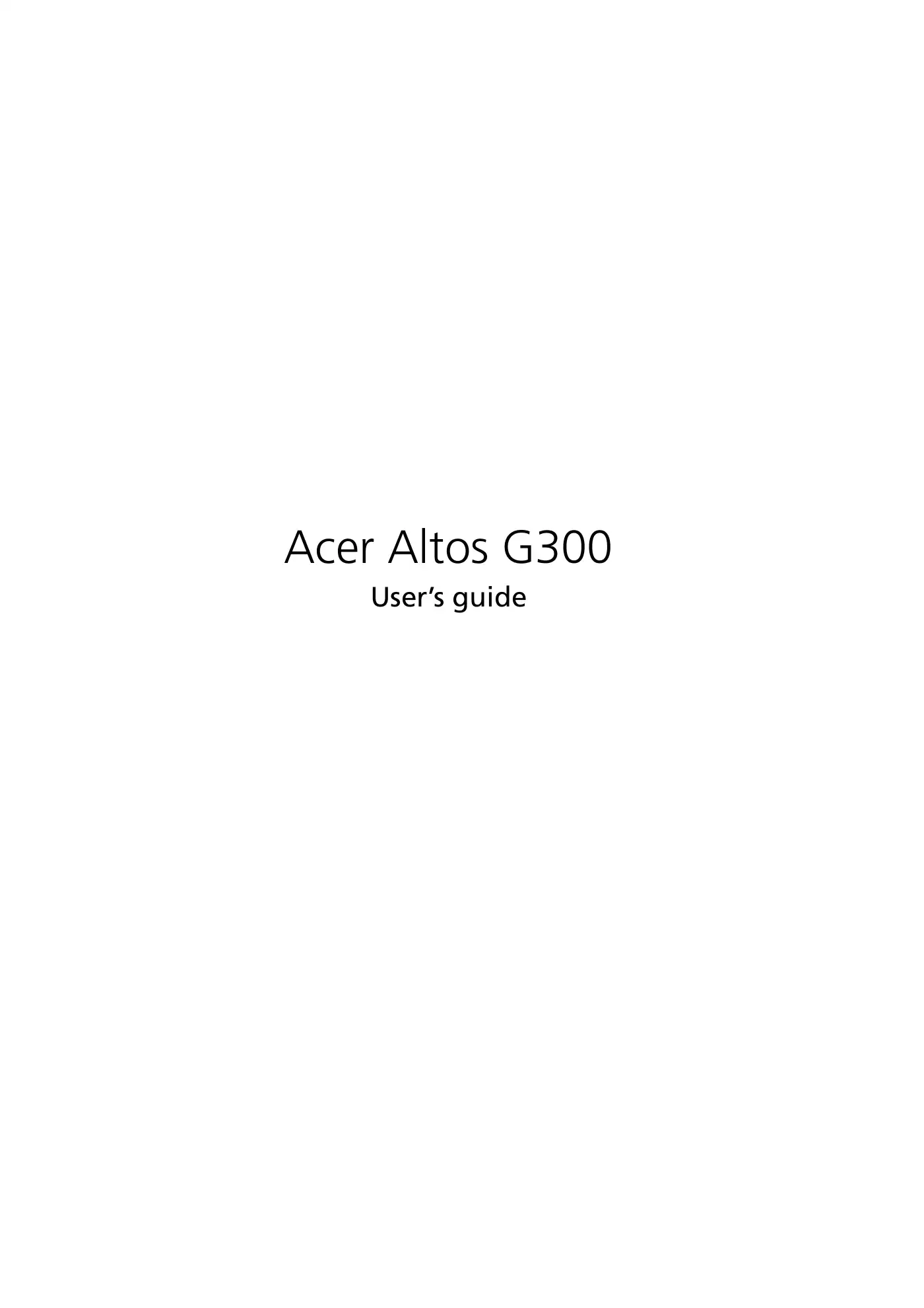 Acer Altos G300 User Manual Manual pdf 1 page image