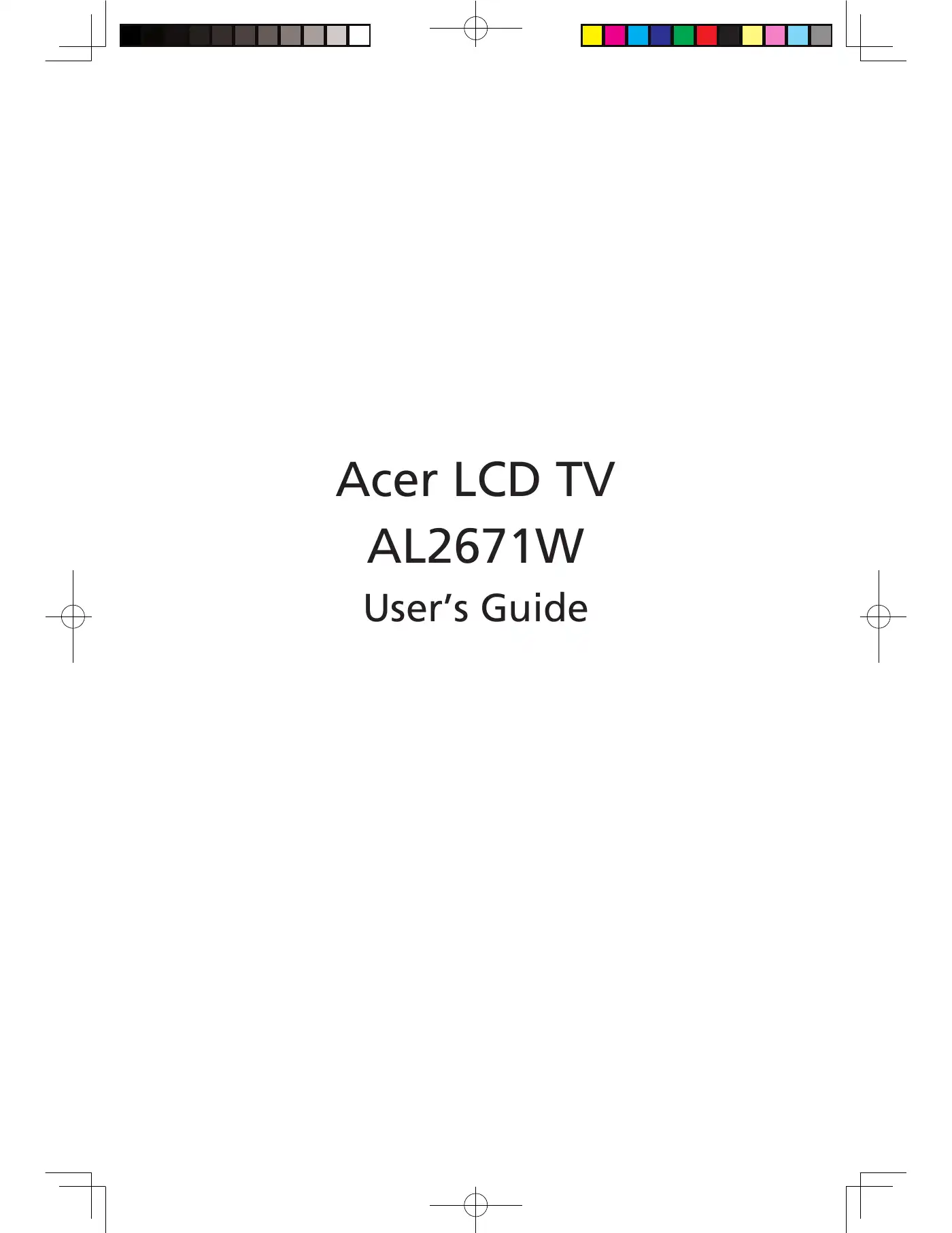 Acer AL2671W User Manual Manual pdf 1 page image