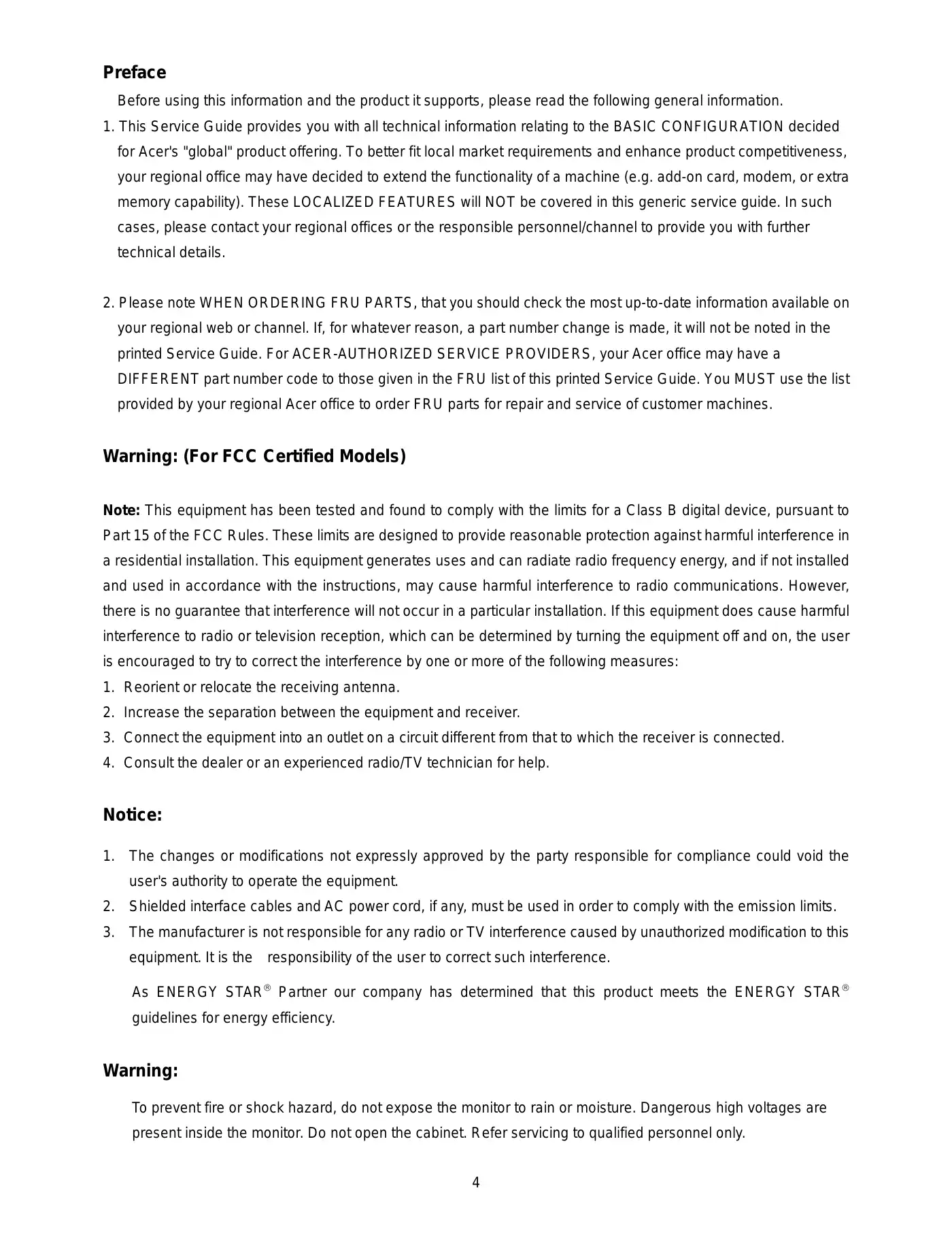 Acer AT2230 Service Manual Manual pdf 4 page image