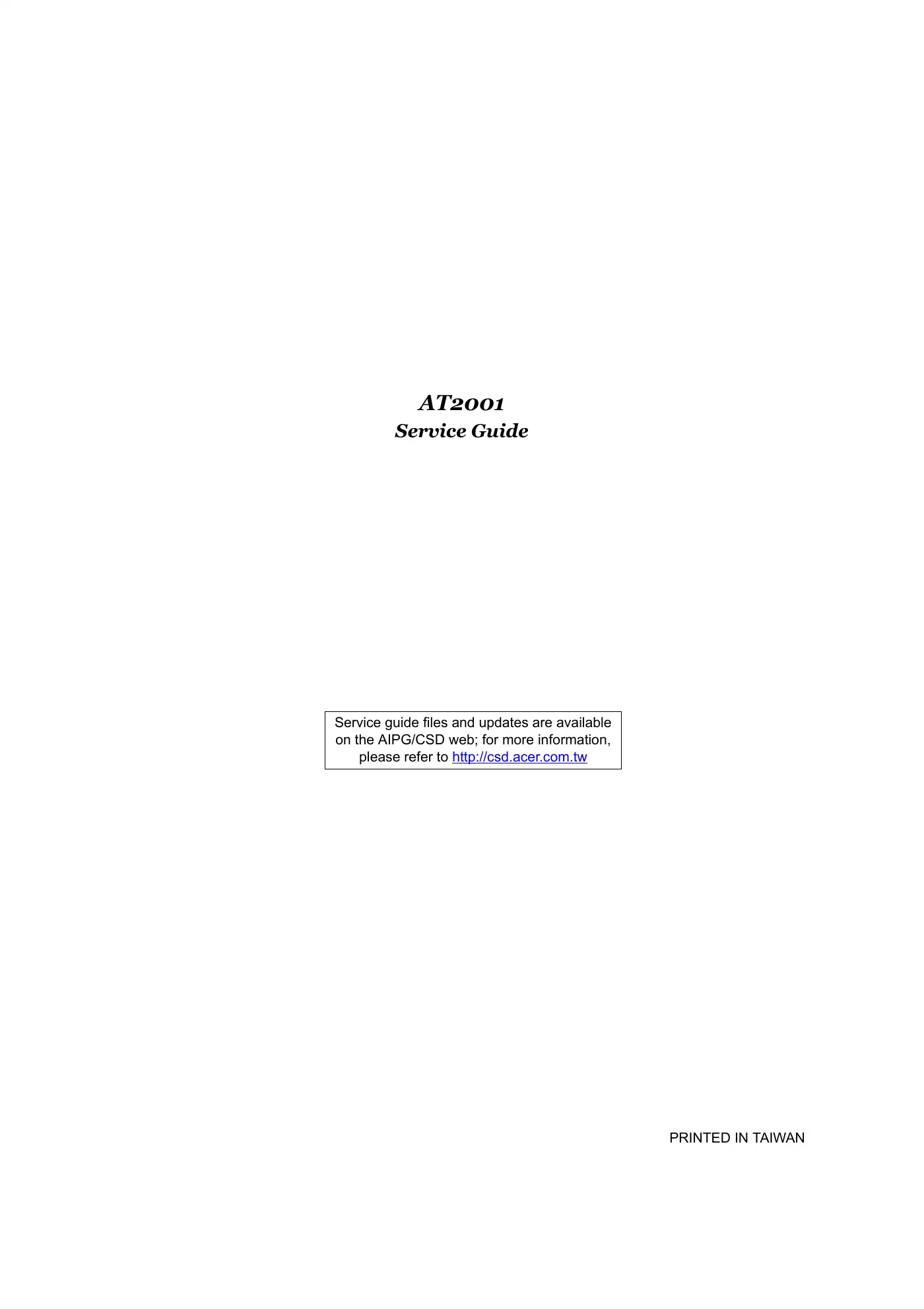 Acer AT2001 Service Manual Manual pdf 1 page image