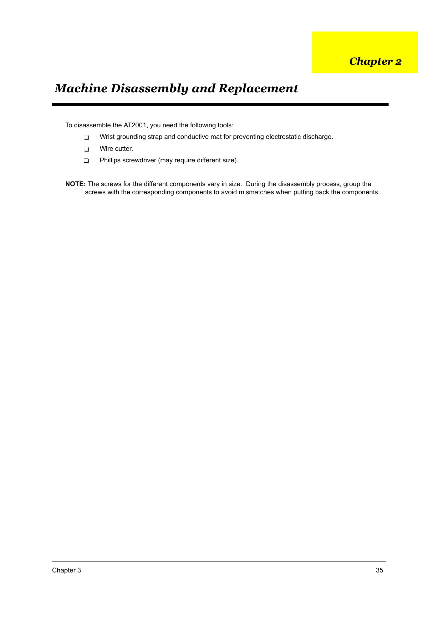 Acer AT2001 Service Manual Manual pdf 41 page image