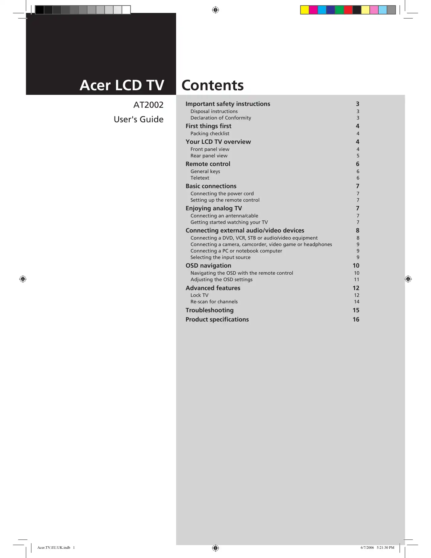 Acer AT2002 User Manual Manual pdf 1 page image