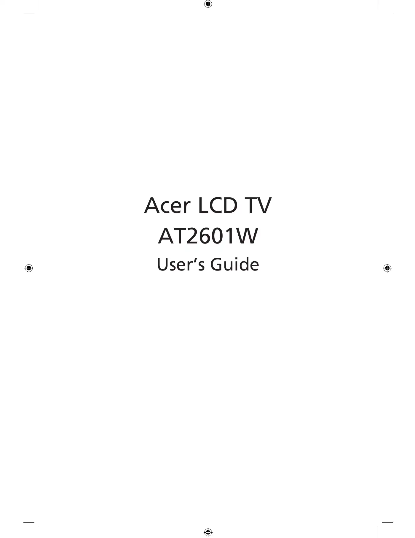Acer AT2601W User Manual Manual pdf 1 page image