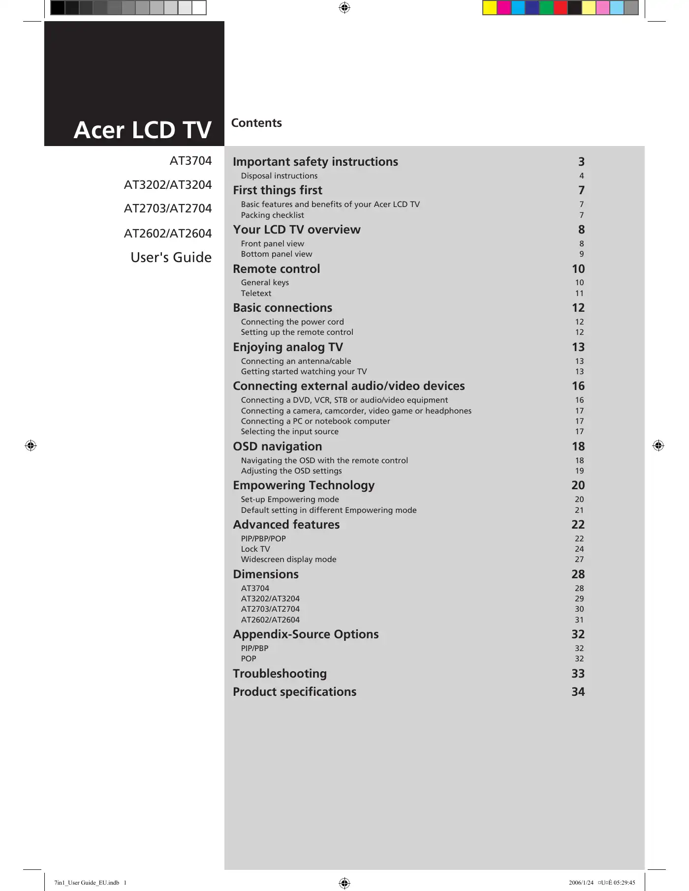 Acer AT2602 User Manual Manual pdf 1 page image