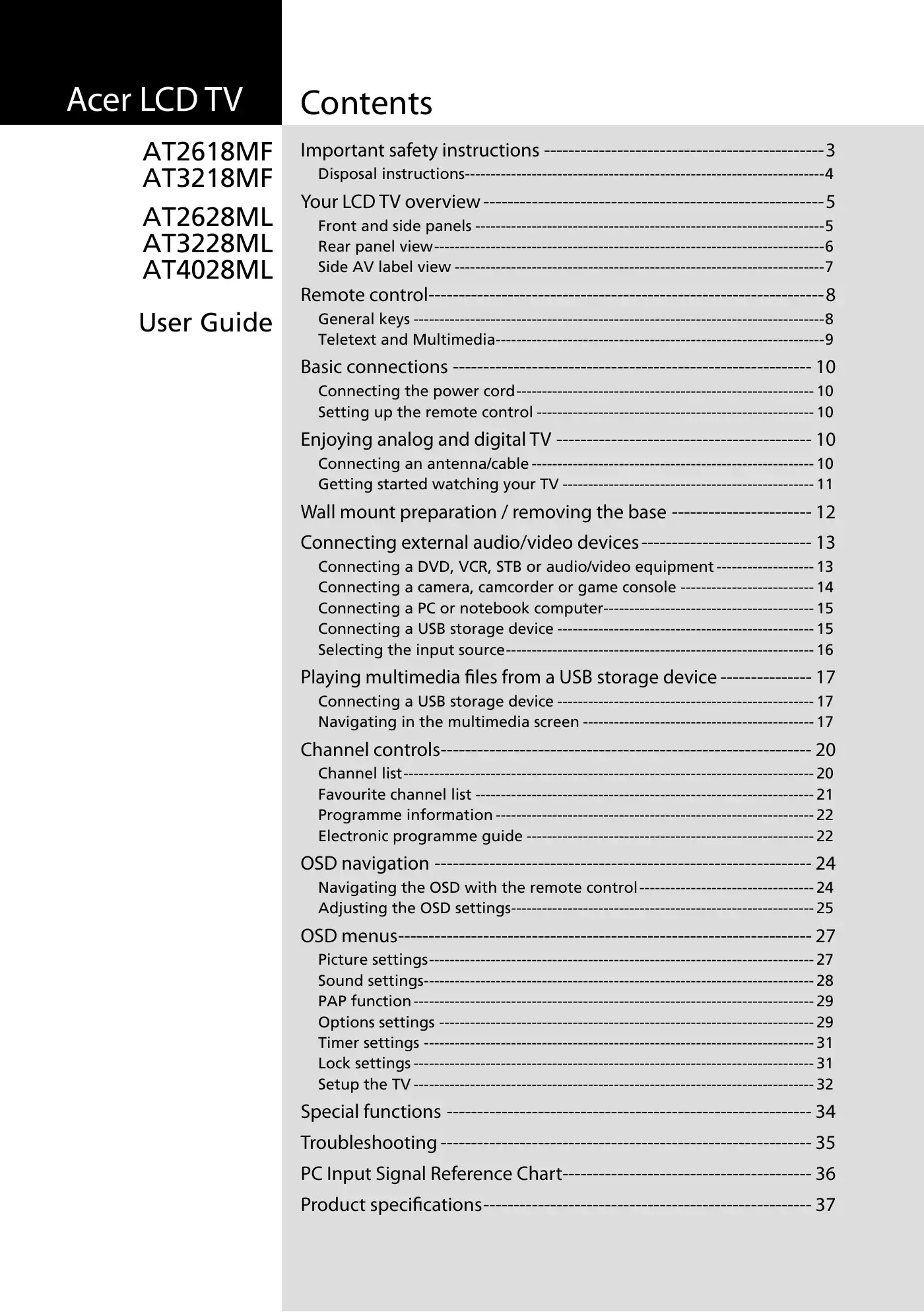 Acer AT2618MF User Manual Manual pdf 1 page image