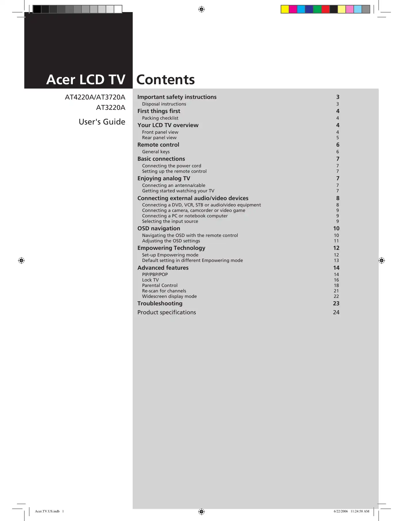 Acer AT3220A User Manual Manual pdf 1 page image