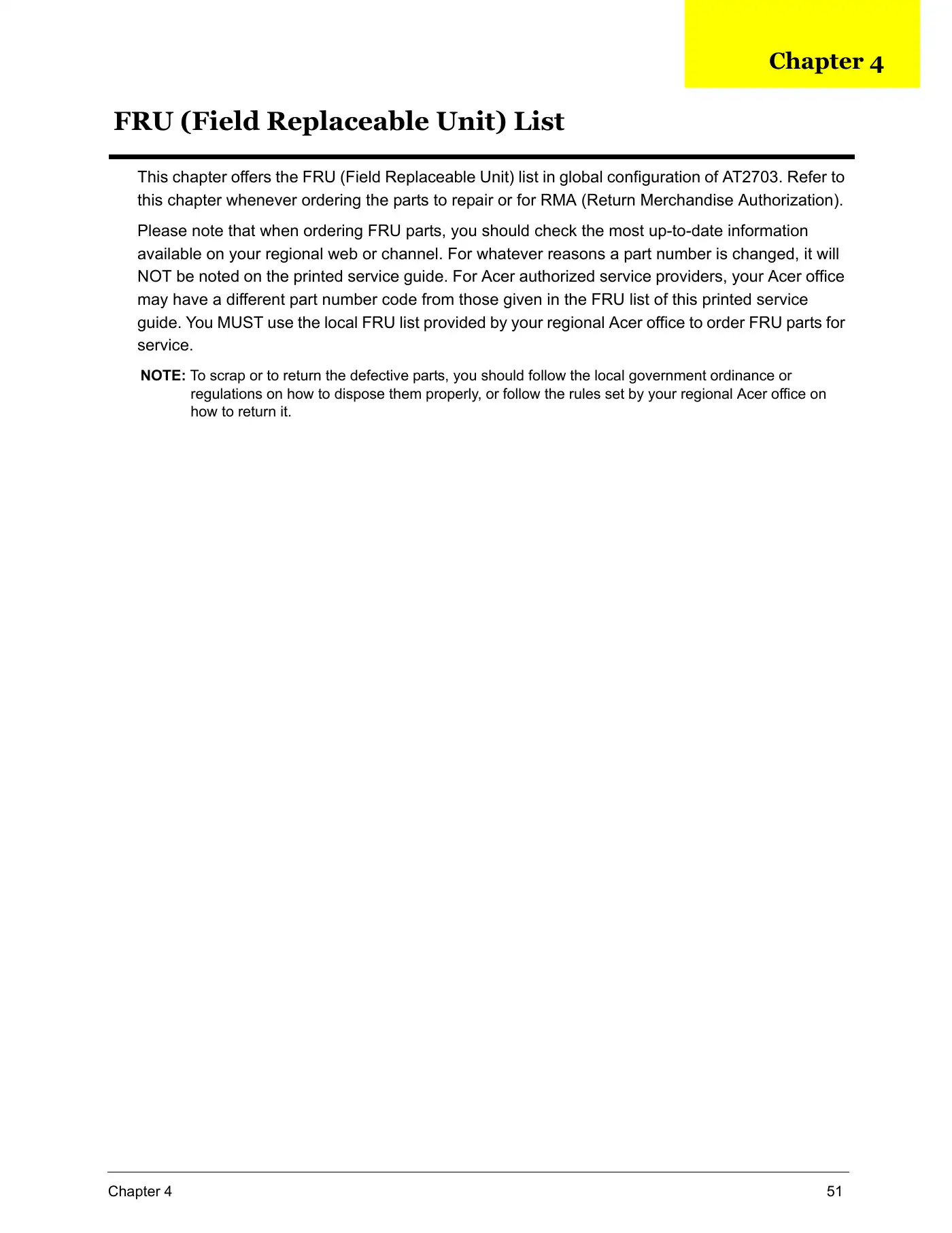Acer AT2703 Service Manual Manual pdf 57 page image