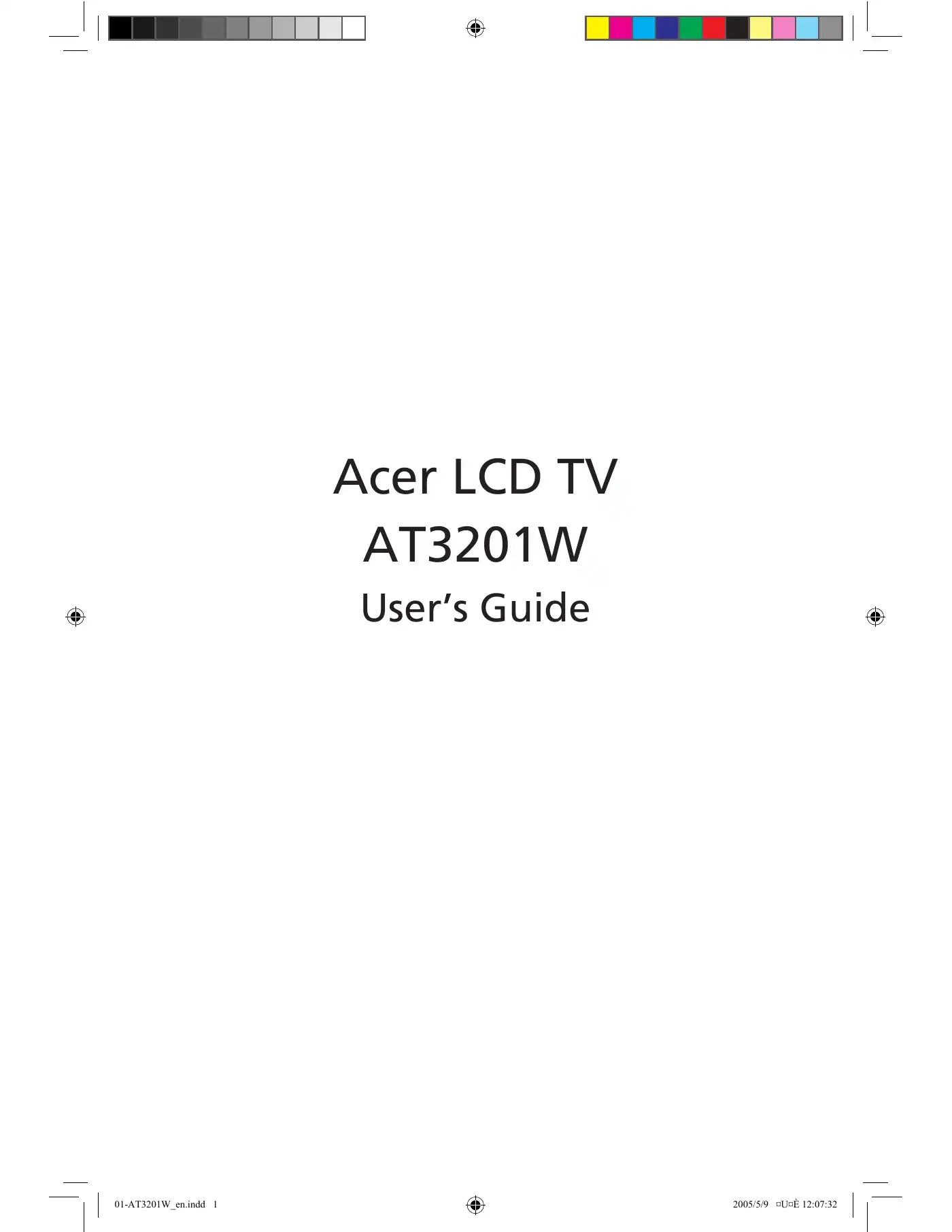Acer AT3201W User Manual Manual pdf 1 page image
