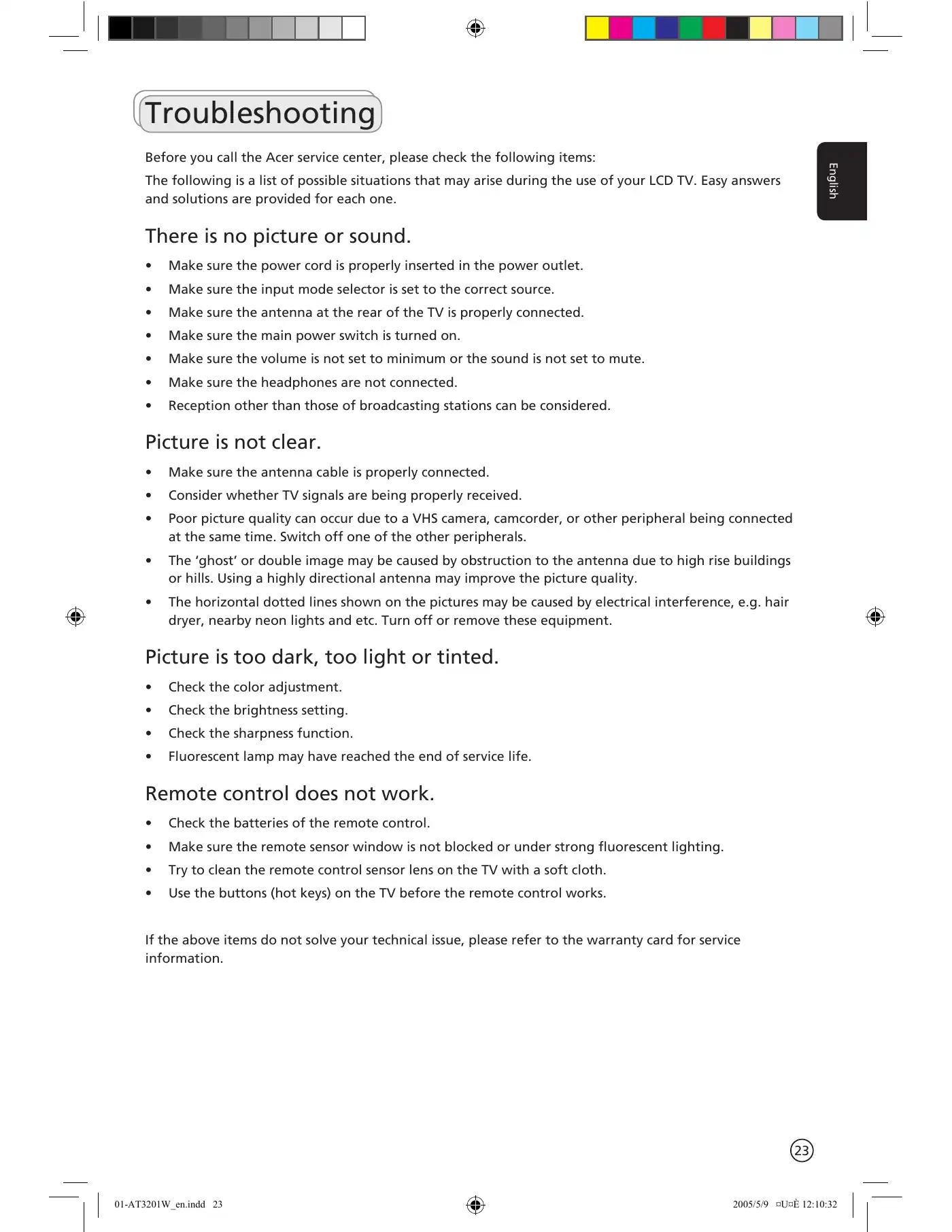 Acer AT3201W User Manual Manual pdf 23 page image
