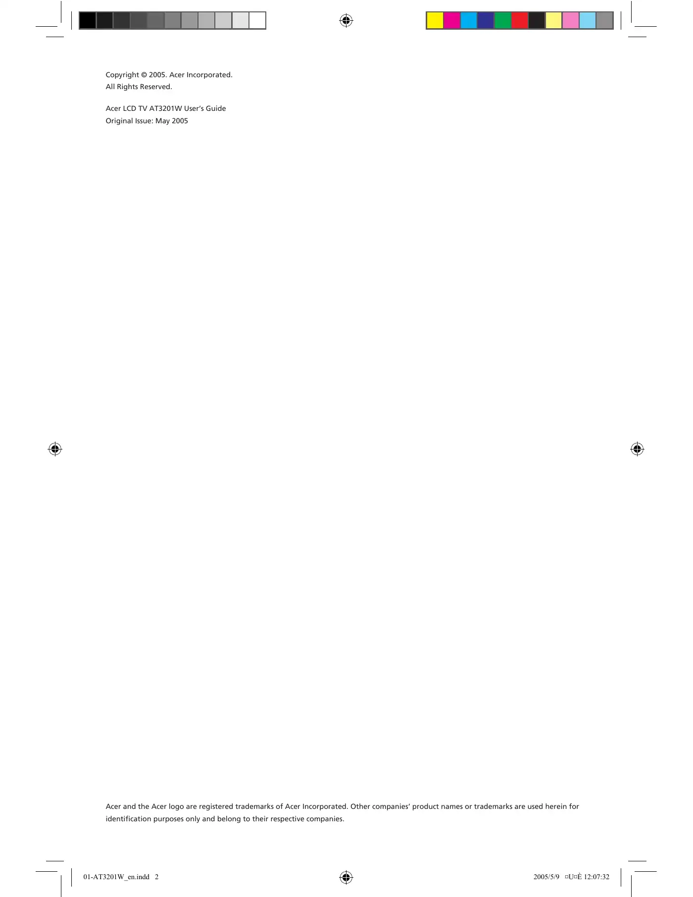 Acer AT3201W User Manual Manual pdf 2 page image