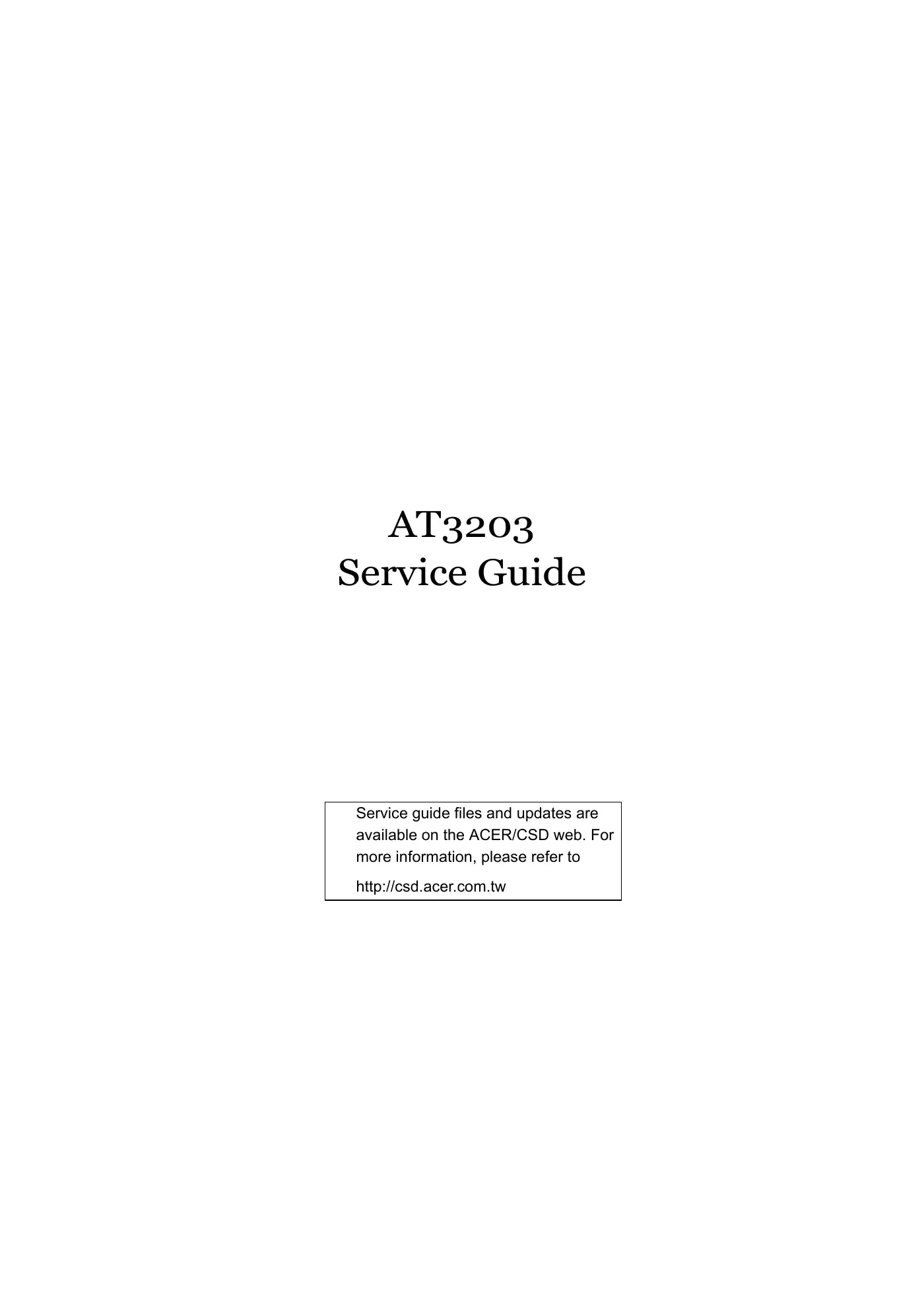 Acer AT3203 Service Manual Manual pdf 1 page image