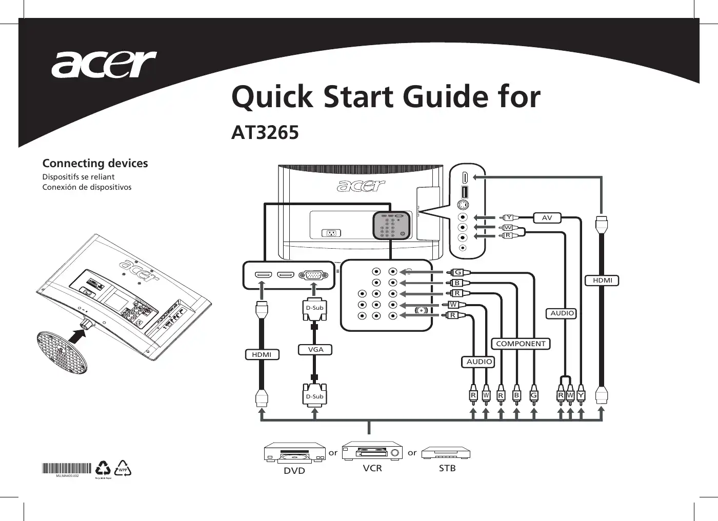 Acer AT3265 Quick Start Manual Manual pdf 1 page image