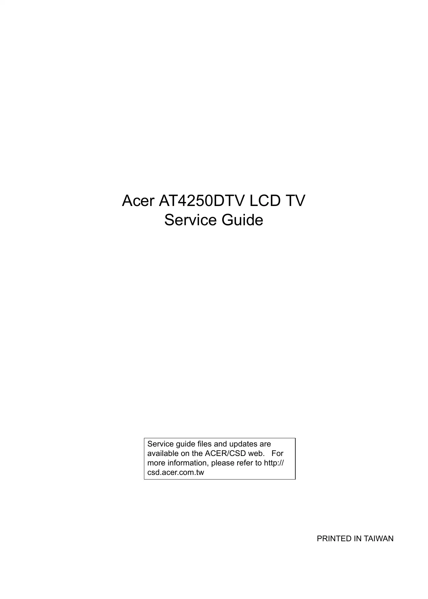 Acer AT4250DTV Service Manual Manual pdf 1 page image
