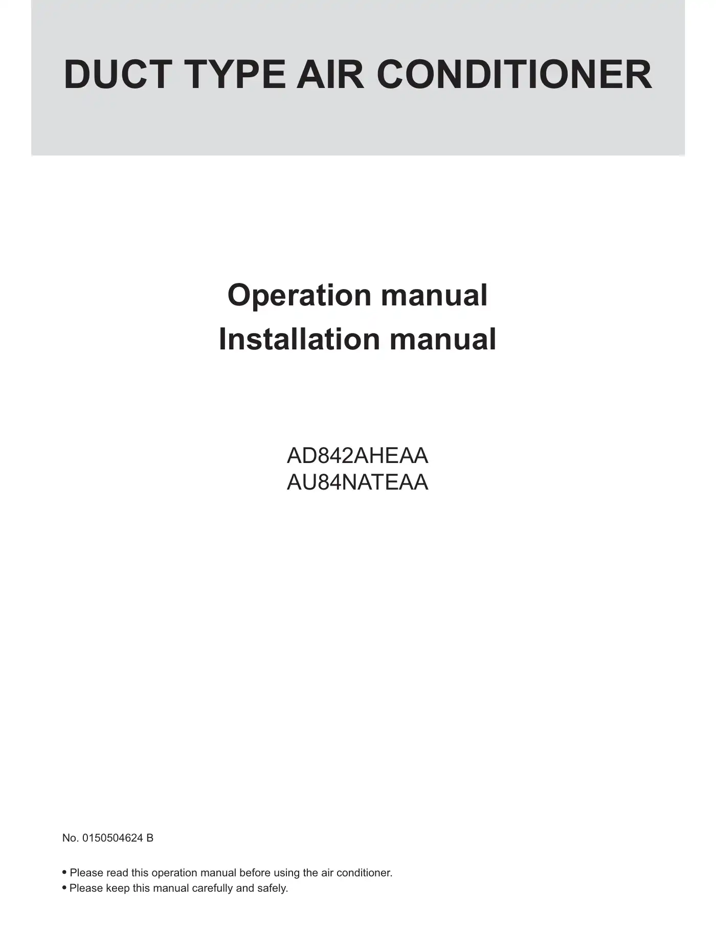 Haier AD842AHEAA Operation Manual & Installation Manual Manual pdf 1 page image