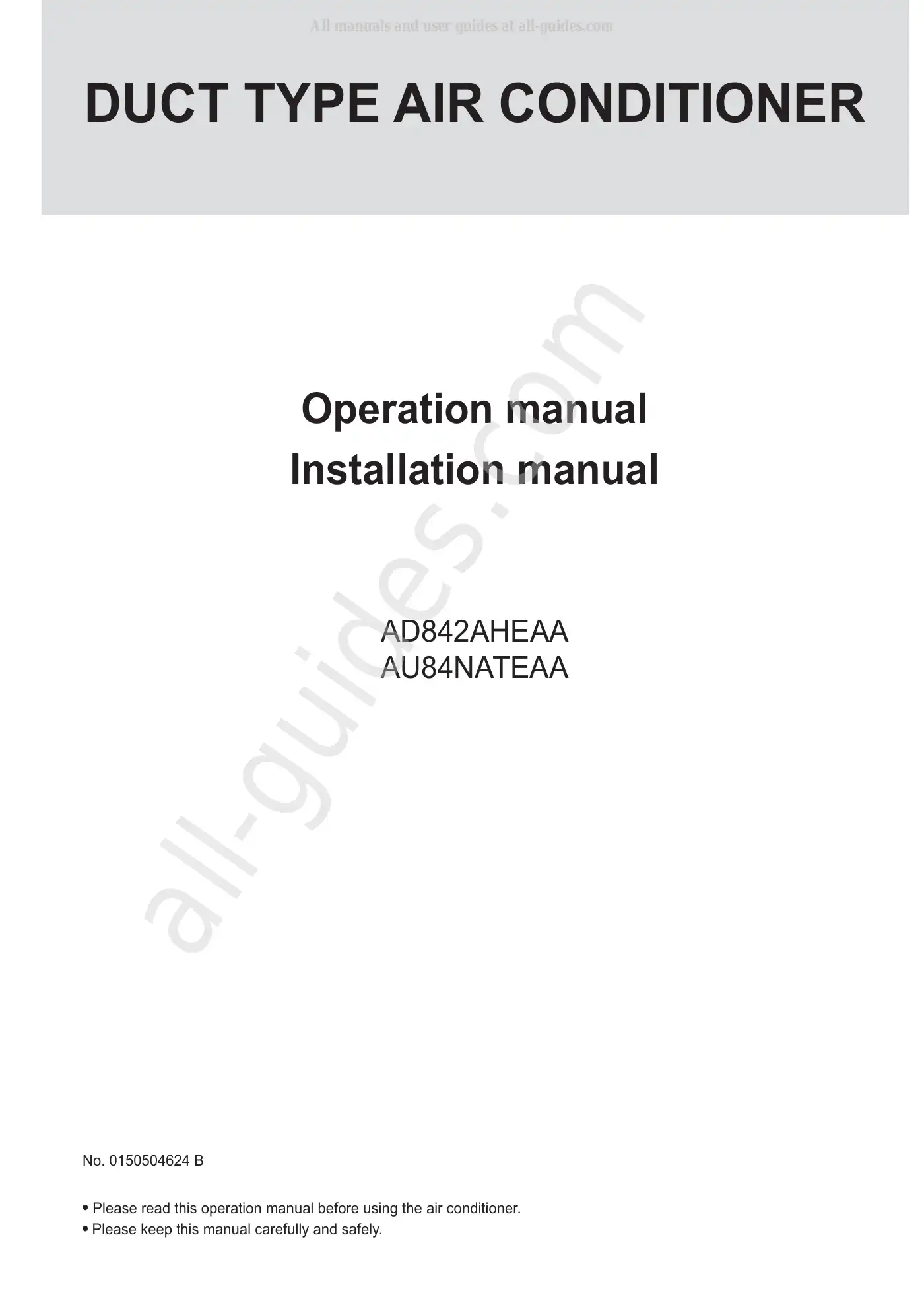 Haier AD842AHEAA Operation Manual & Installation Manual Manual pdf 1 page image