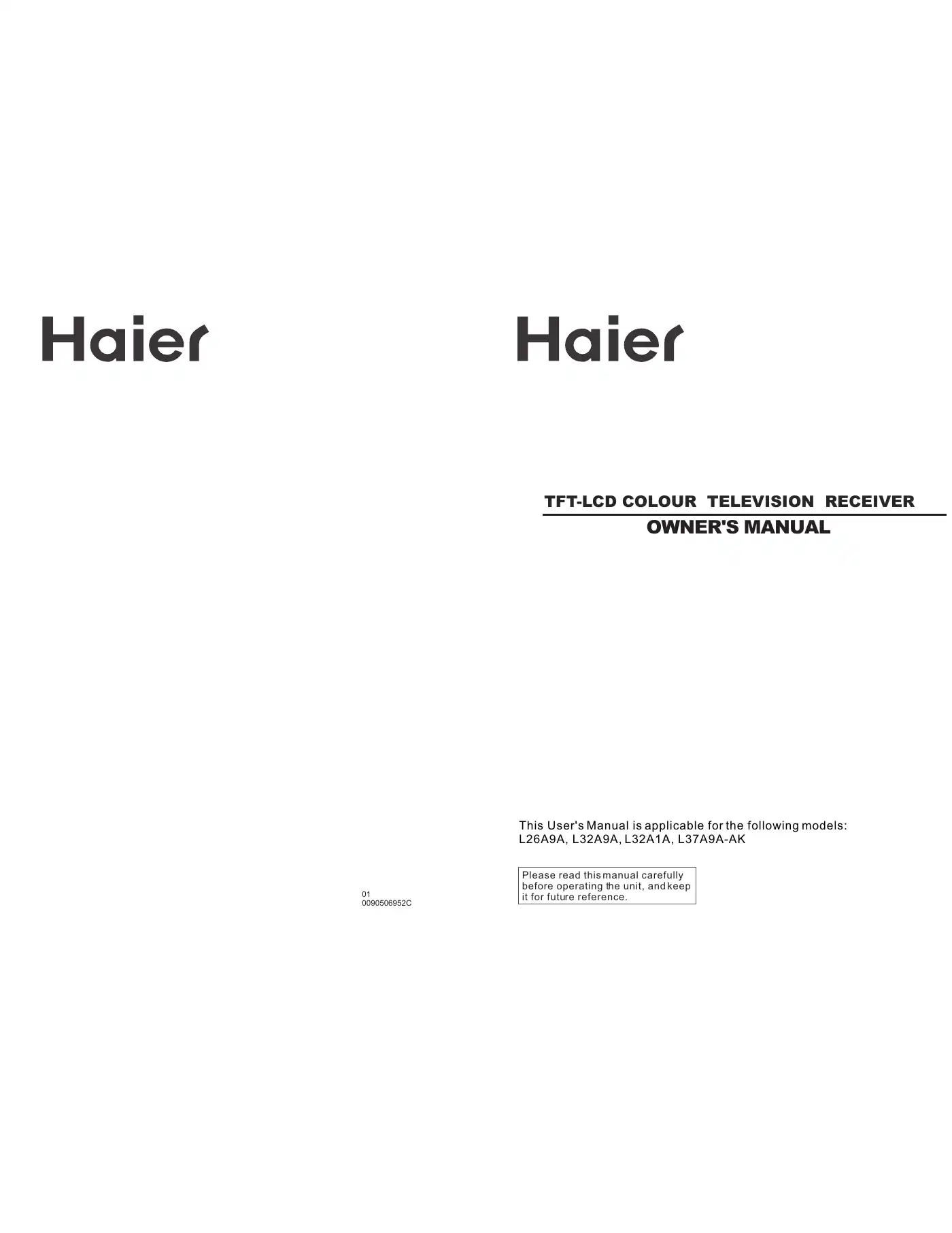 Haier L26A9A Owner's Manual Manual pdf 1 page image