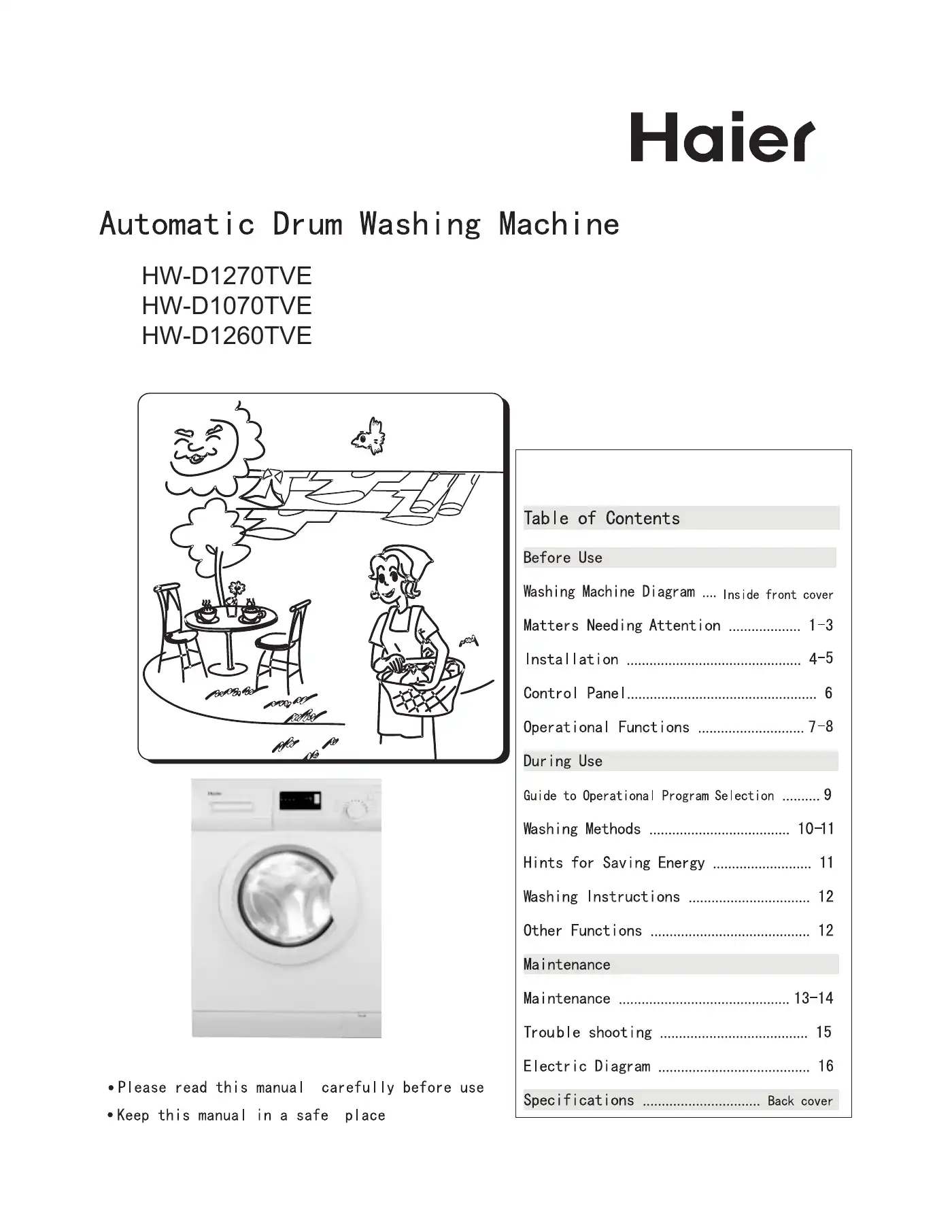 Haier 0020504712K User Manual Manual pdf 1 page image