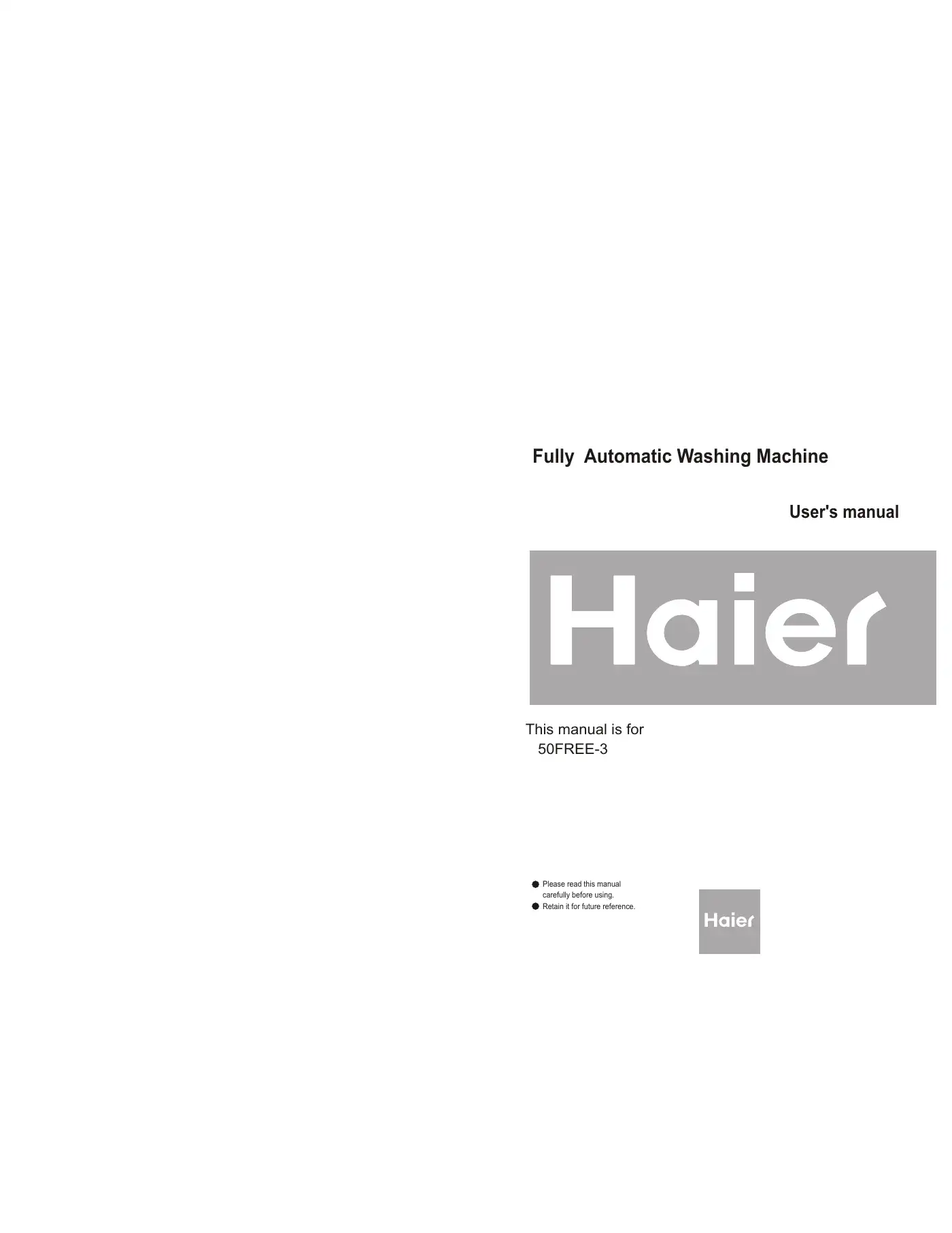 Haier 50FREE-3 User Manual Manual pdf 1 page image