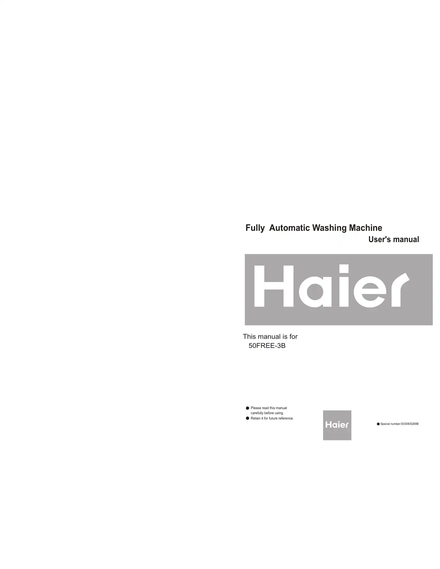 Haier 50FREE-3B User Manual Manual pdf 1 page image