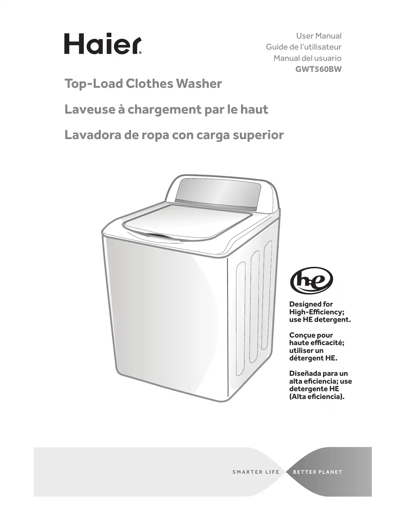Haier GWT560BW User Manual Manual pdf 1 page image