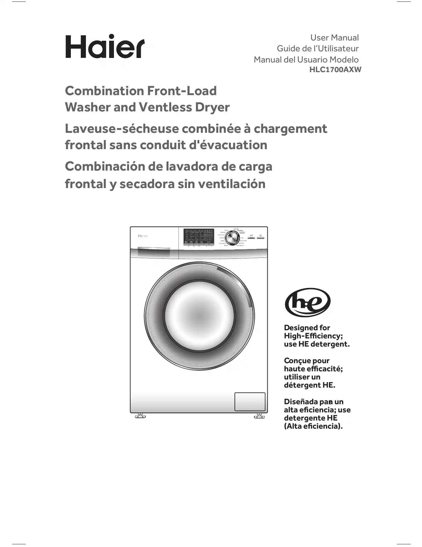 Haier HLC1700AXW User Manual Manual pdf 1 page image