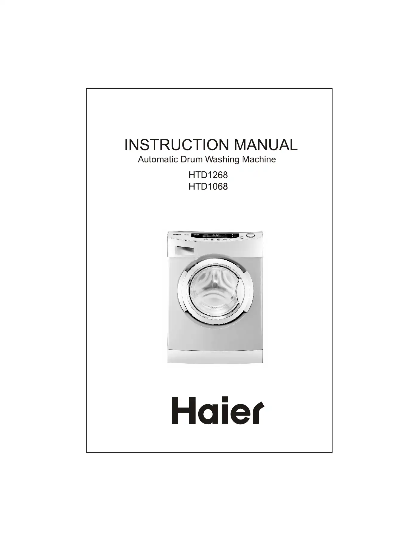 Haier HTD1268 Instruction Manual Manual pdf 1 page image