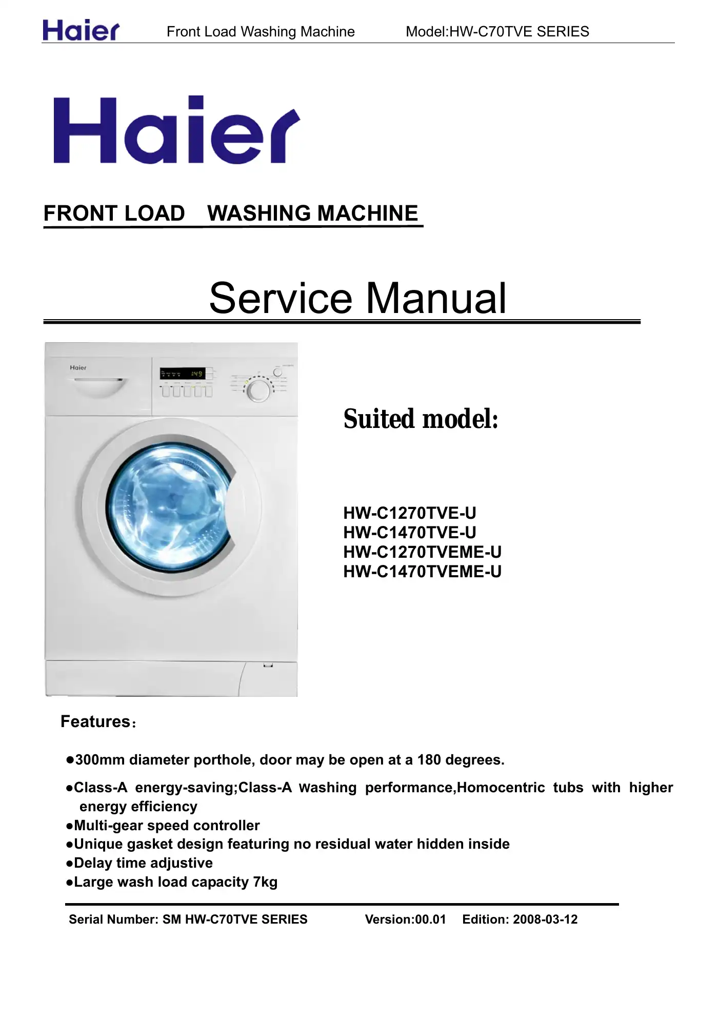 Haier HW-C1270TVE-U Service Manual Manual pdf 1 page image
