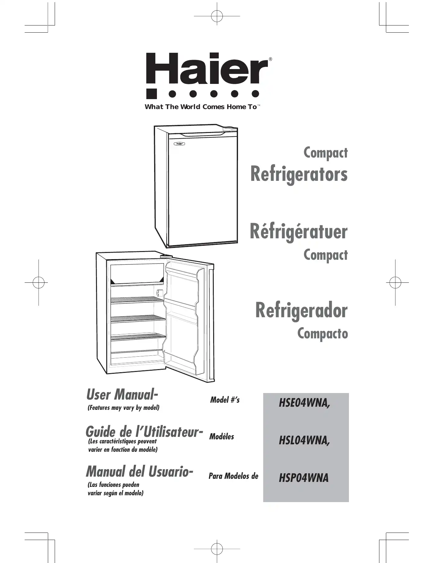 Haier HSE04WNA User Manual Manual pdf 1 page image