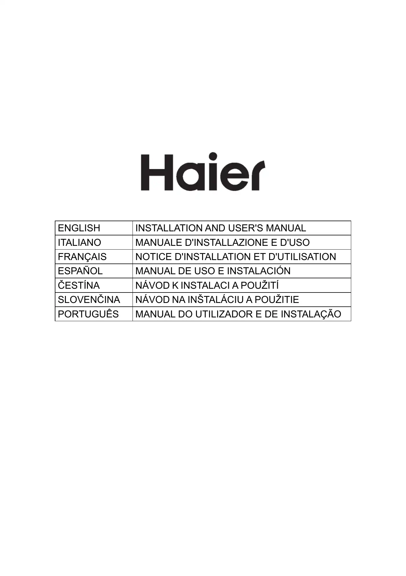 Haier HATS9DS46BWIFI Installation And User Manual Manual pdf 1 page image