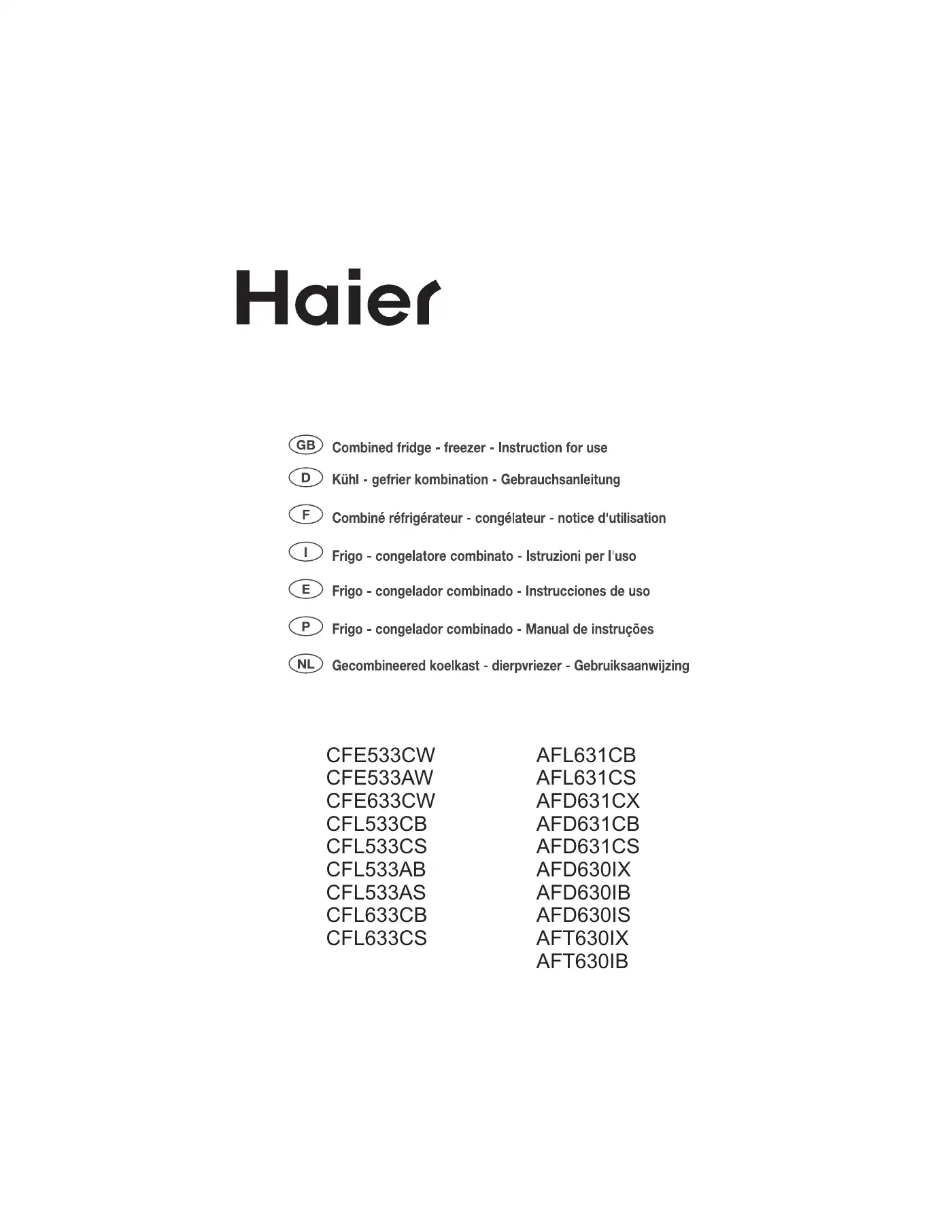 Haier AFD630IB Instructions For Use Manual Manual pdf 1 page image