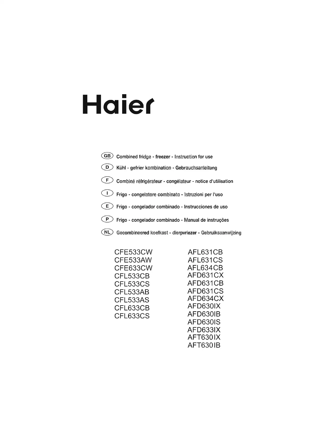 Haier AFD633IX Instructions For Use Manual Manual pdf 1 page image