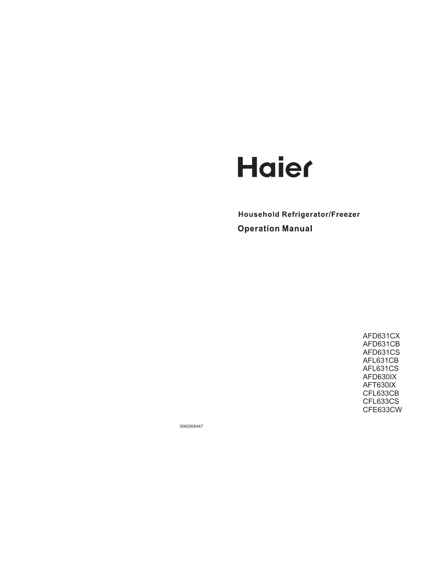 Haier AFD630IX Operation Manual Manual pdf 1 page image