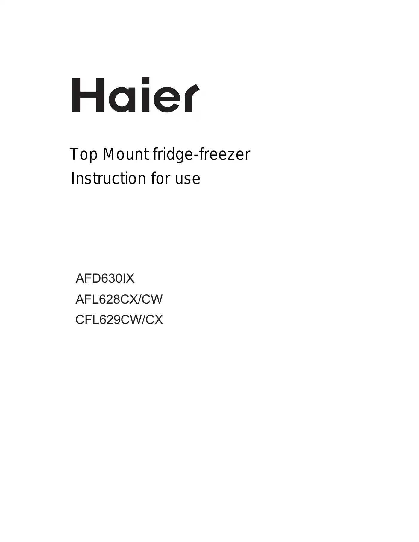 Haier AFD630IX Instructions For Use Manual Manual pdf 1 page image