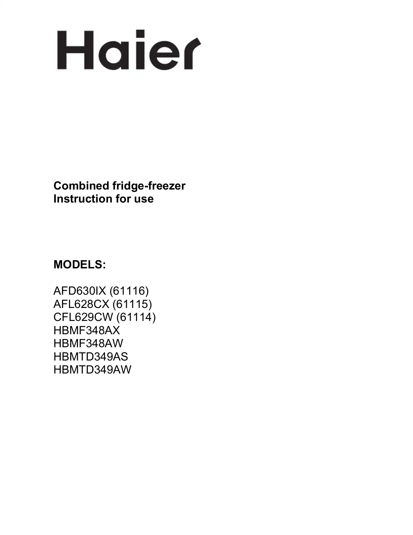 Haier AFD630IX Instructions For Use Manual Manual pdf 1 page image