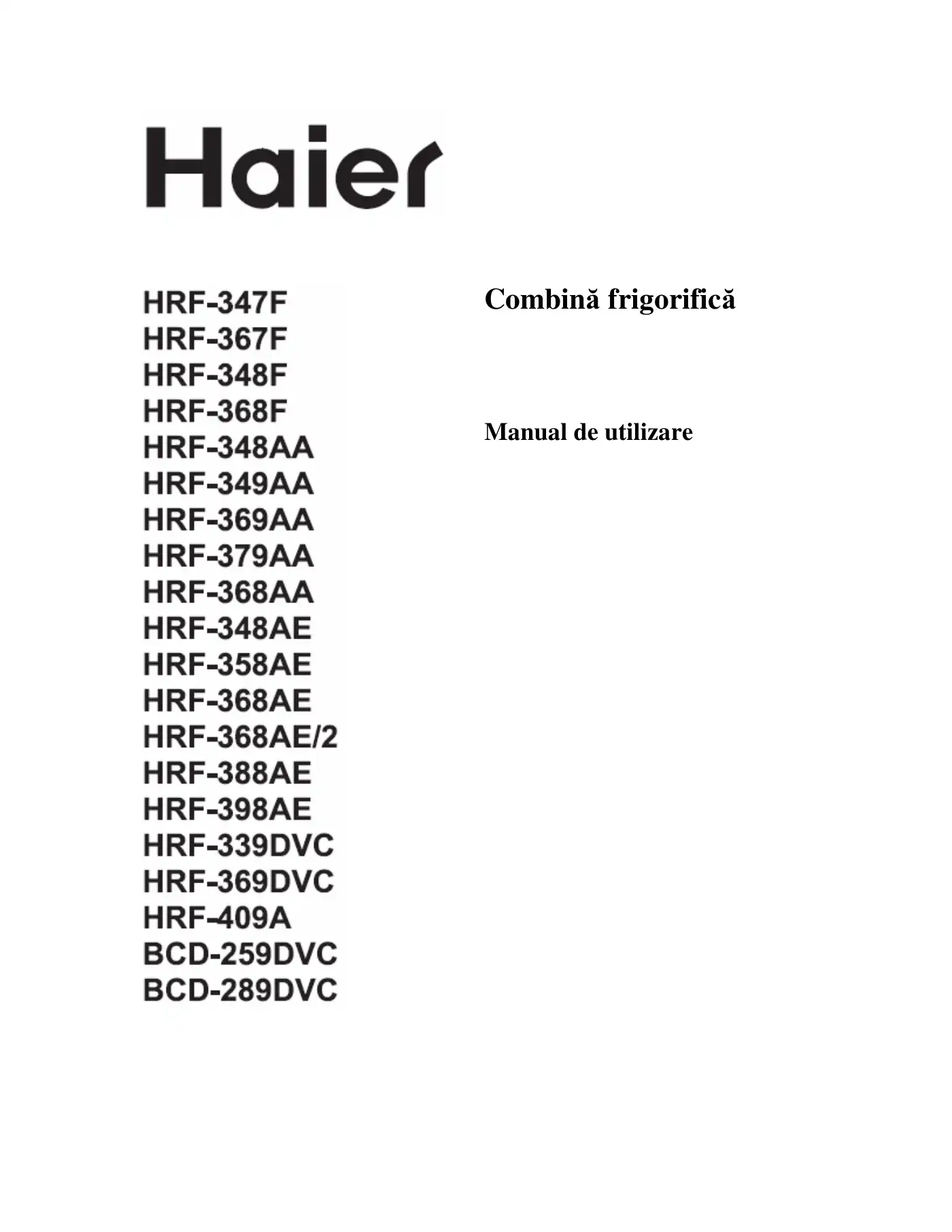 Haier HRF-369DAA Manual De Utilizare Manual pdf 1 page image