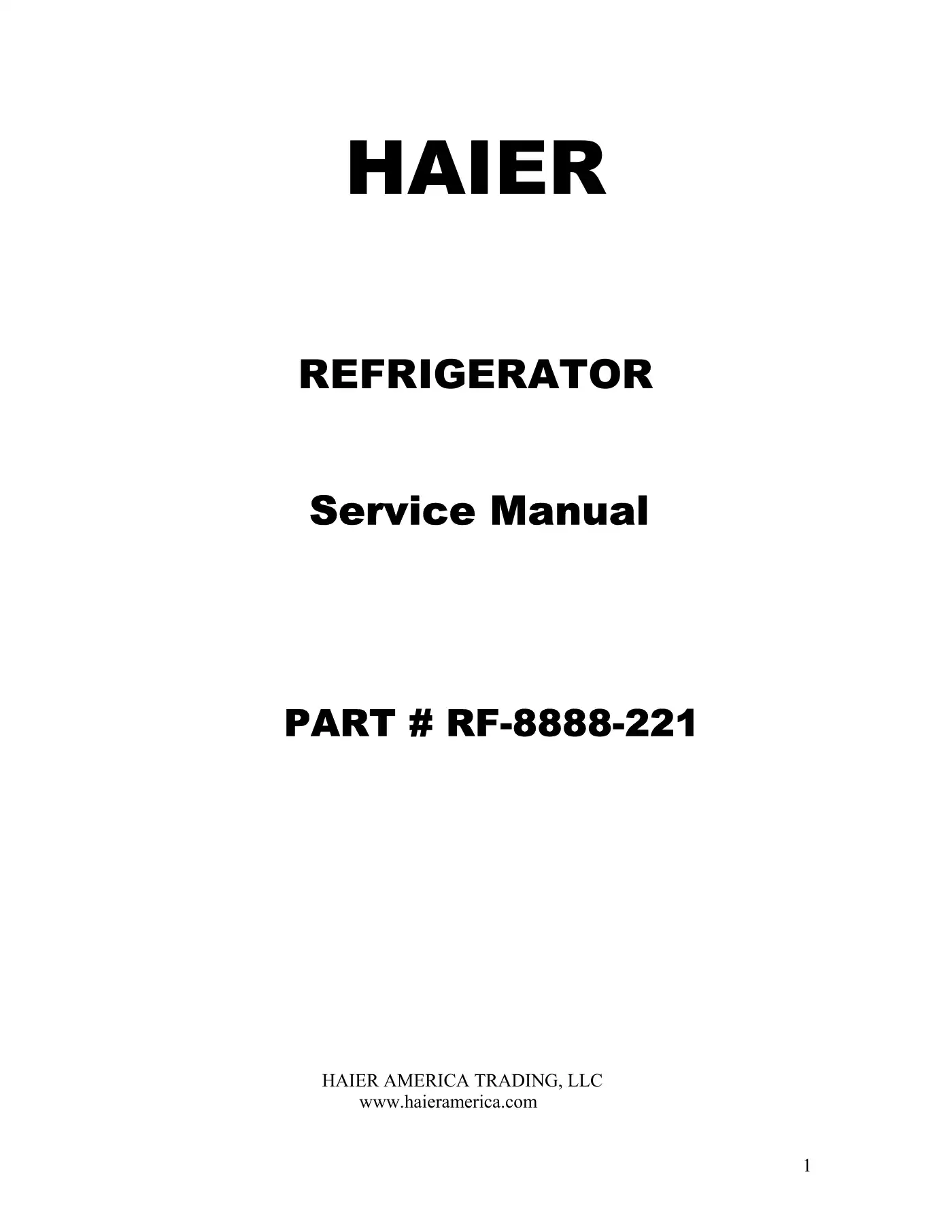 Haier RF-8888-221 Service Manual Manual pdf 1 page image