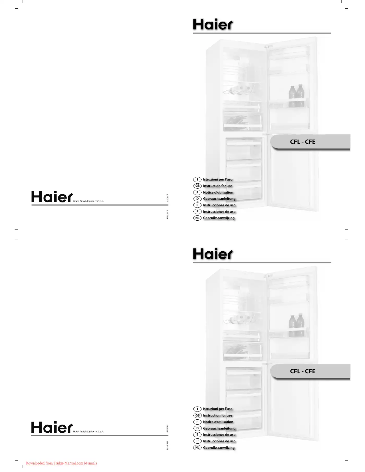 Haier CFL Instructions For Use Manual Manual pdf 1 page image