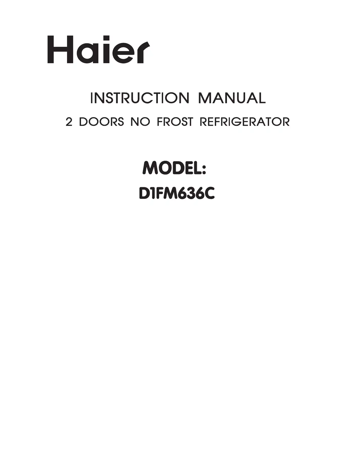 Haier D1FM636C Instruction Manual Manual pdf 1 page image