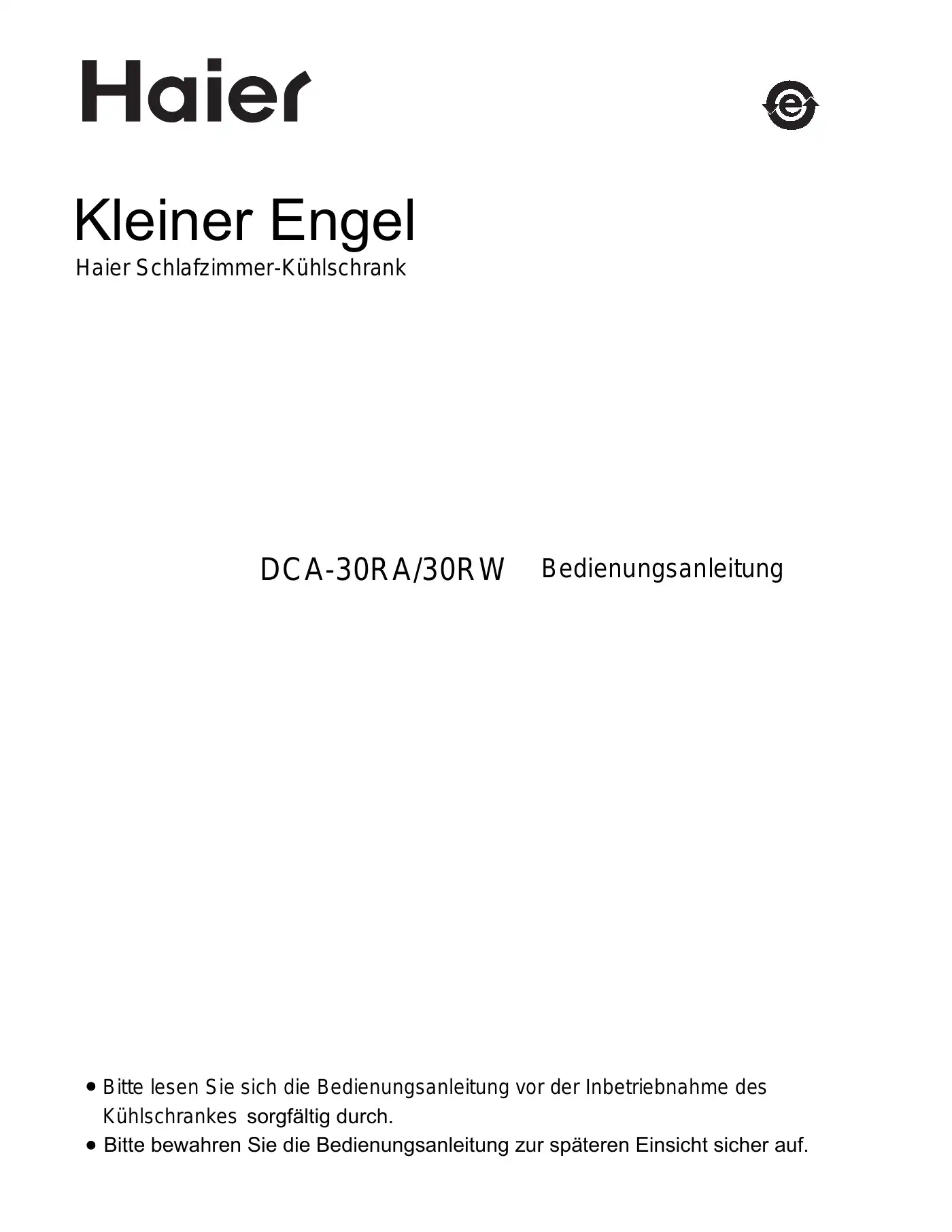 Haier DCA-30RA User Manual Manual pdf 1 page image